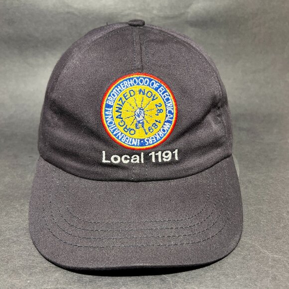 Electrical Workers FL Strapback Hat Union Wear Navy Blue Baseball IBEW Logo Mens - Picture 1 of 12